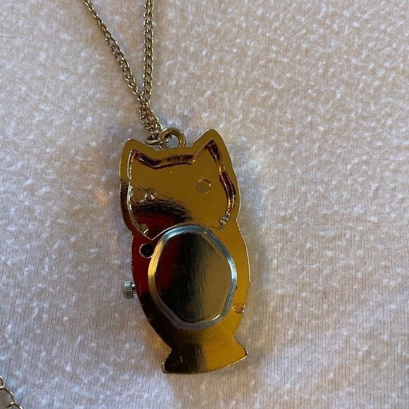 New Owl Necklace Pendant Quartz Watch Gold-tone chain adjustable Collectible - Picture 3 of 6